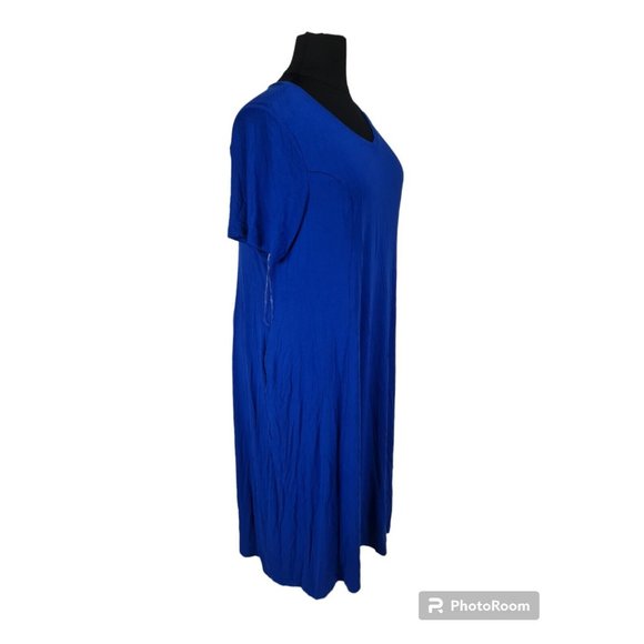 CATHERINES Womens Maxi Dress Petti Plus Size 2XWP Blue Crew Neck Short SLV  84P - Picture 2 of 6